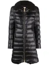 Herno Long Quilted Jacket High Collar In Black