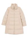 Herno Long Quilted Jacket High Collar In Neutral