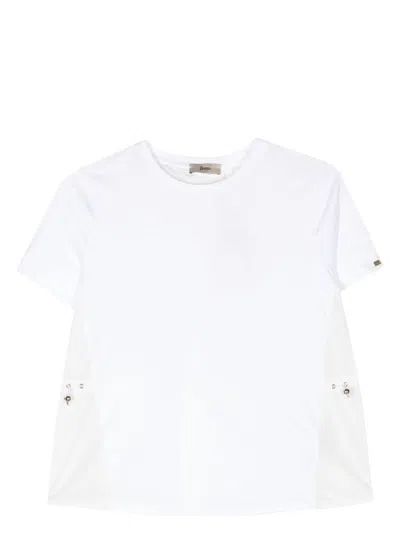 Herno T-shirt In Chic Cotton Jersey And New Techno Taffeta In White