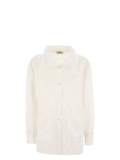 HERNO WOMEN'S CROCHET-EFFECT SHIRT-CUT JACKET