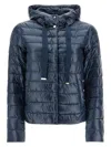 Herno Cropped Down Jacket With Hood In Ultralight Dark Blue Nylon In Blue