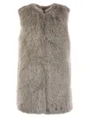 Herno Grey Sleeveless Vest With Concealed Closure On The Front In Ecofur Woman In Brown