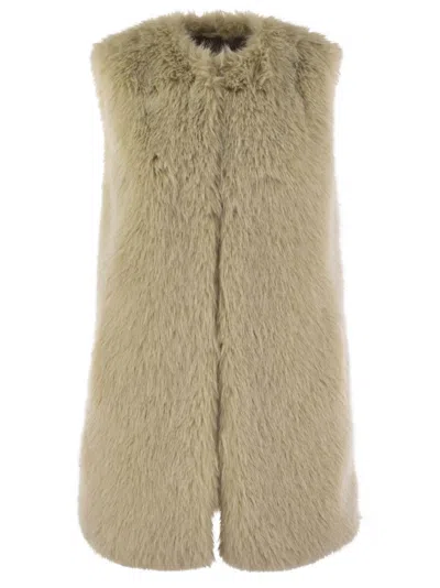 Herno Women Cruelty-free Fur Sleeve Coat In Gold