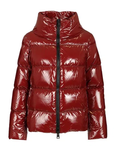 Herno Women Down Jacket In Shiny Nylon In Red
