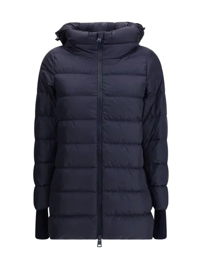 Herno Hooded Down Jacket In Dark Blue