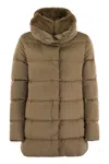 Herno A-shape Satin Faux Fur Bib In Camel
