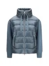 Herno Women Down Jacket With Wool Sleeves In Blue