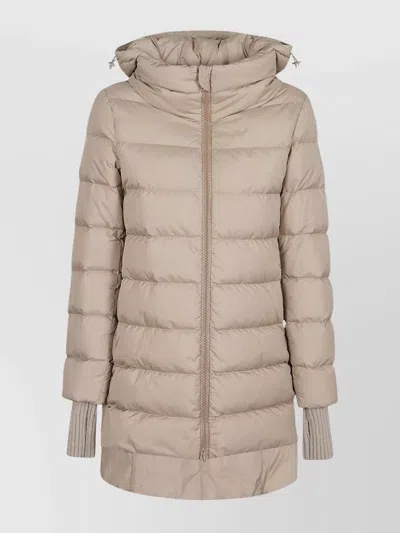 Herno Medium Down Jacket With Hood In Neutrals