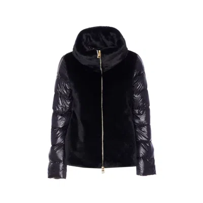 Herno Women Eco Fur Down Jacket In Black