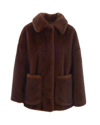 Herno Women's Faux Fur Coat In Moro