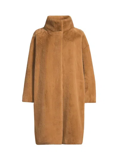 Herno Women's Faux Fur Knee-length Coat In Brown