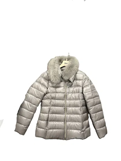 Herno Women's Faux Fur Trim Puffer Jacket In Silver