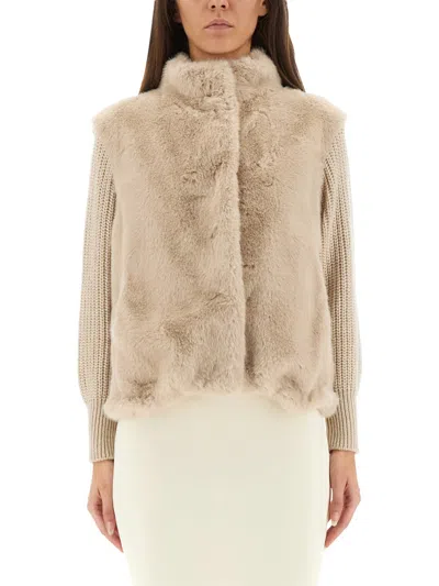 Herno Women Faux Mink Fur Resort Jacket In Neutral