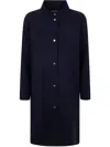 Herno Band-collar Buttoned Coat In Blue