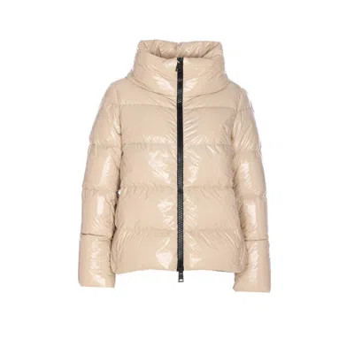Herno Women Down Jacket In Shiny Nylon In Neutral