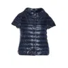 Herno Crewneck Short Sleeves High Collar Lateral Pockets In Blue