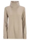 Herno Women High-neck Jumper In Viscose Blend In Brown