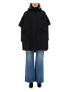 Herno Oversized Hooded Cape Layered Sleeves In Black