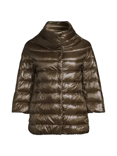 Herno Women's Iconico Aminta Cocoon Down Puffer Coat In Green