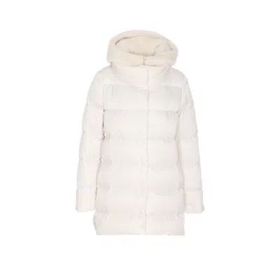 Herno Women Lady Alternative Fur And Satin A-shape Down Jacket In White