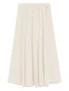 Herno Pleated Stretch Nylon Midi Skirt In Nude & Neutrals