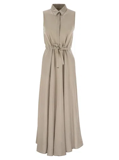 Herno Linen Sleeveless Chemisier Dress In Beige
