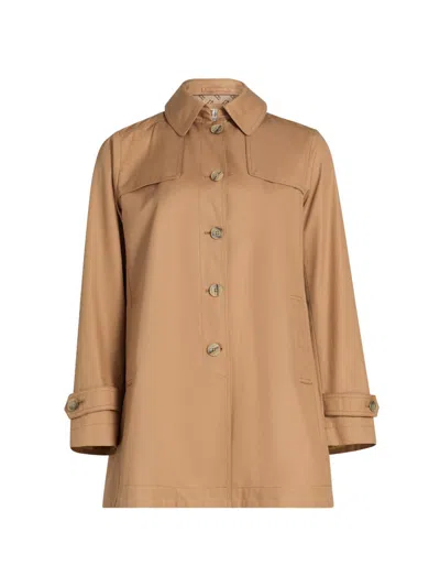Herno Women's Logo-trim Short Trench Coat In Brown