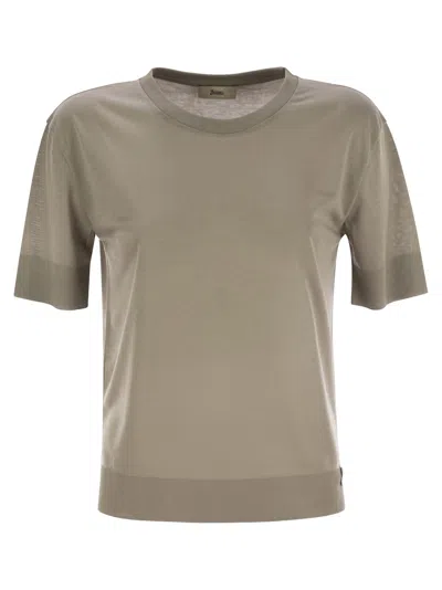Herno Lyocell And Cotton T-shirt In Gray