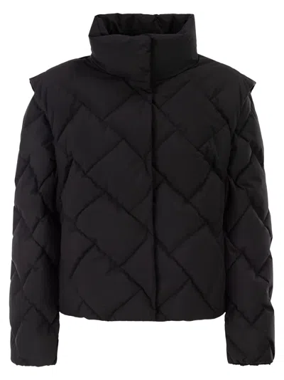 Herno Women Matt Nylon Down Jacket With Detachable Sleeves In Black