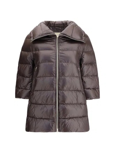 Herno Women Midi Down Jacket In Brown
