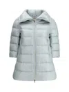 Herno Cleofe High Neck Crop-sleeved Coat In Blue