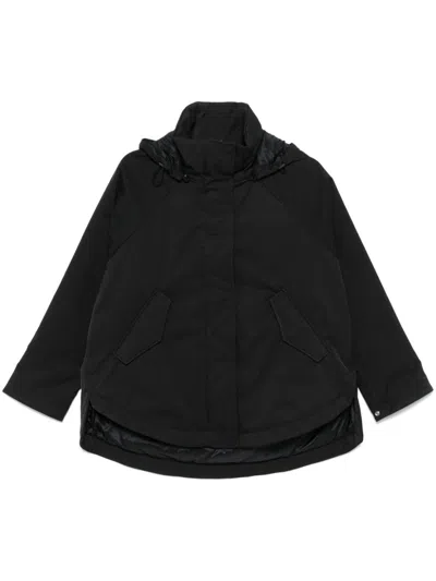 Herno Oversized Metallic Crinkle Jacket With High Collar In Black
