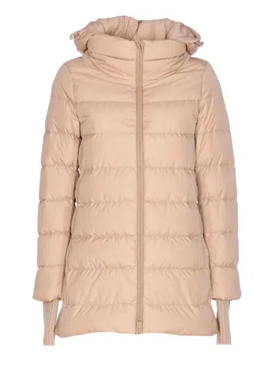 Herno Women Natural Hooded Puffer Jacket In Pink