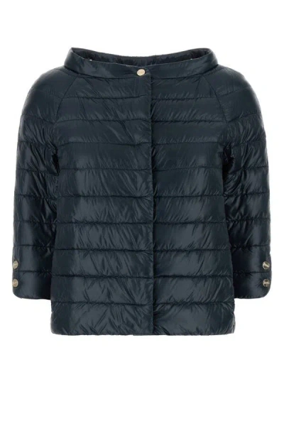 Herno Piumino In Nylon Blu Navy  Donna In Blue