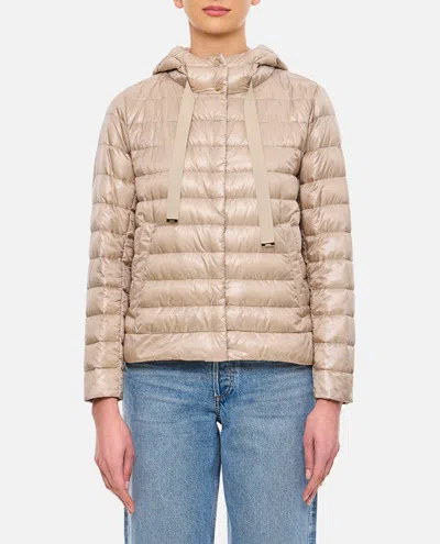 Herno High Hooded Down Jacket In Neutral