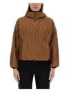 Herno Cropped Brown Nylon Jacket In Beige