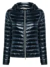 Herno Short Quilted Down Jacket With Detachable Hood In Blue
