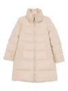 Herno Long Quilted Jacket High Collar In Neutral