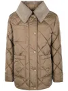 Herno Short Jacket With Collar Detail And Quilted Design In Brown
