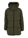Herno Long Padded Down Jacket With Removable Hood In Green
