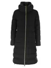 Herno Matilde Hooded Long Length Shiny Finish Quilted Jacket In Black