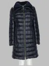 Herno Quilted Long Polyamide Down Jacket In Blue
