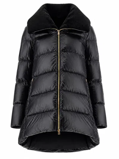Herno Women's Quilted Puffer Coat With 180 Cm Length Detail, Size 40 In Black