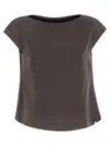 Herno Women Resort Blouse In Satin Envers In Brown