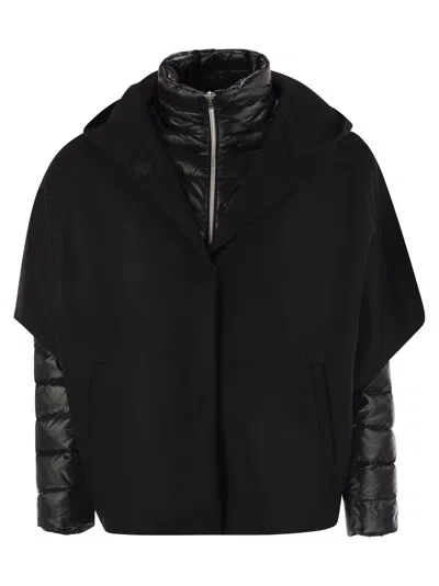 Herno Women Resort Hood In Ultralight Wool And Nylon In Black