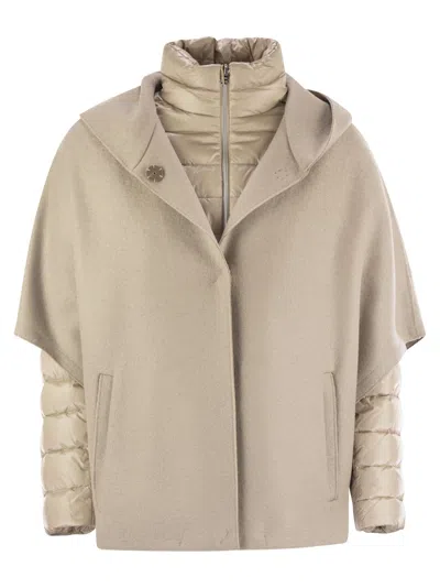 Herno Women Resort Hood In Ultralight Wool And Nylon In Neutral
