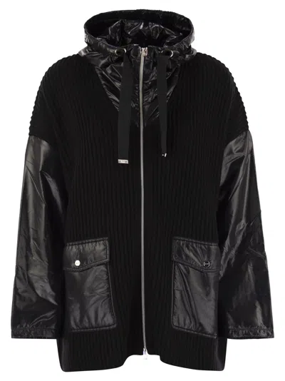Herno Women Resort Jacket In Wool And Ultralight Nylon In Black