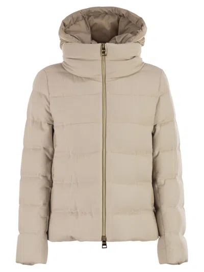 Herno Women Resort Silk And Cashmere Down Jacket In Neutral