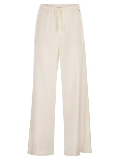 Herno Women Resort Trousers In Cashmere And Silk In White