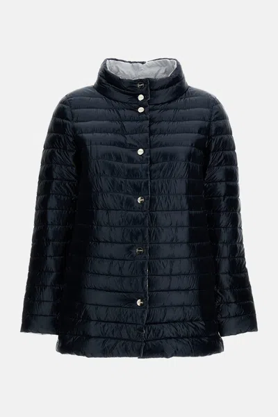 Herno Reversible A-shape Jacket With Contrasting Colors In Blue